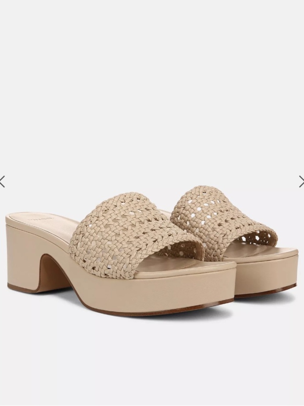 Vince NEW W BOX Margot woven leather platform sandal birch sand sz 8.5